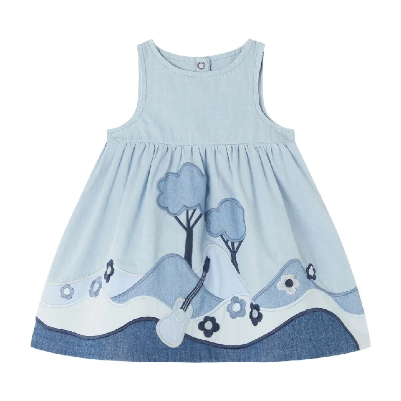 - Rabbit grass rack to prevent waste food boxStella McCartney Blue Landscape Patch Chambray Baby Dress