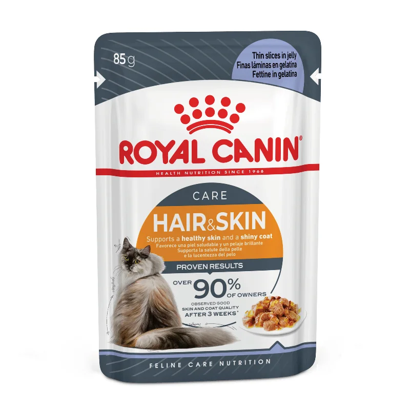    - Fish-based cat food  Royal Canin Cat Food Pouch Adult Hair & Skin Care in Jelly