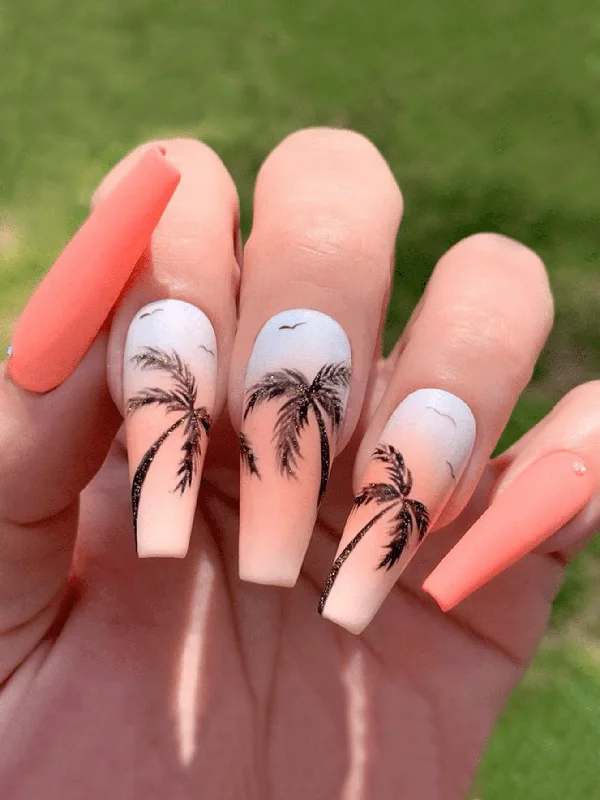 - Pregnant cat delivery room warming box24pcs Summer Gradient Matte Coconut Tree Long Stiletto Fake Nails With 1pc Jelly Glue And 1pc Nail File Press On Nails Nail Supplies