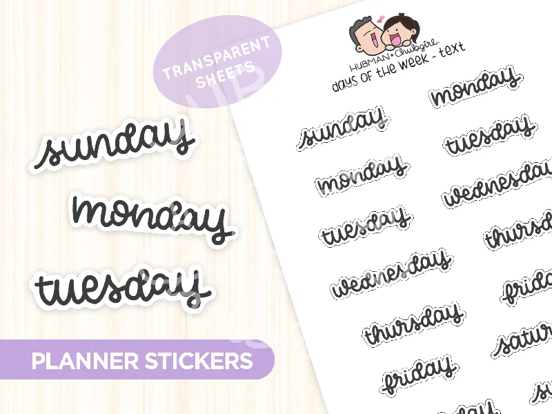 - Parrot climbing and standing wooden frameDays of the Week Text Planner Stickers - Script