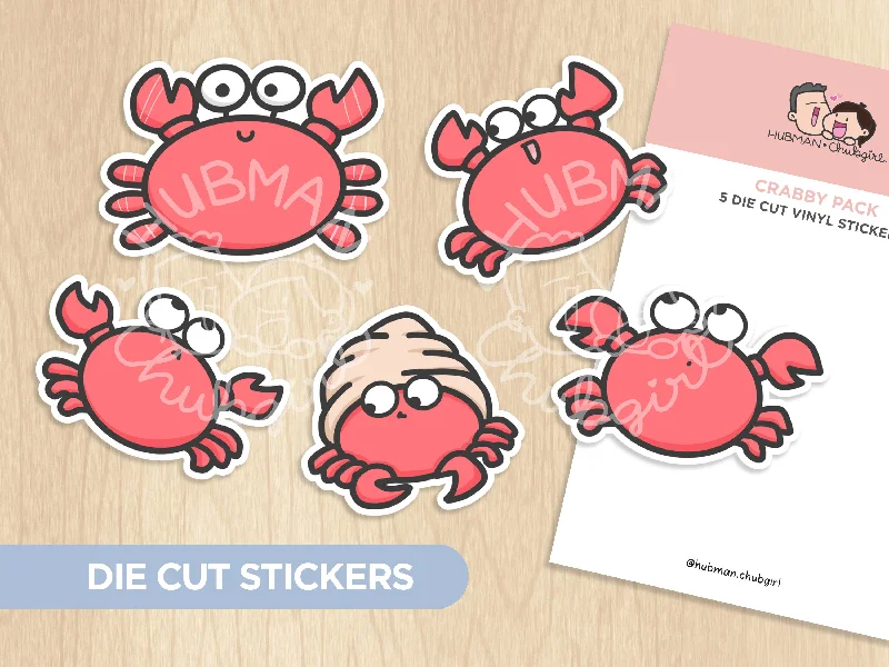 - Foldable and portable cat bagCrabby Pack Die Cut Stickers