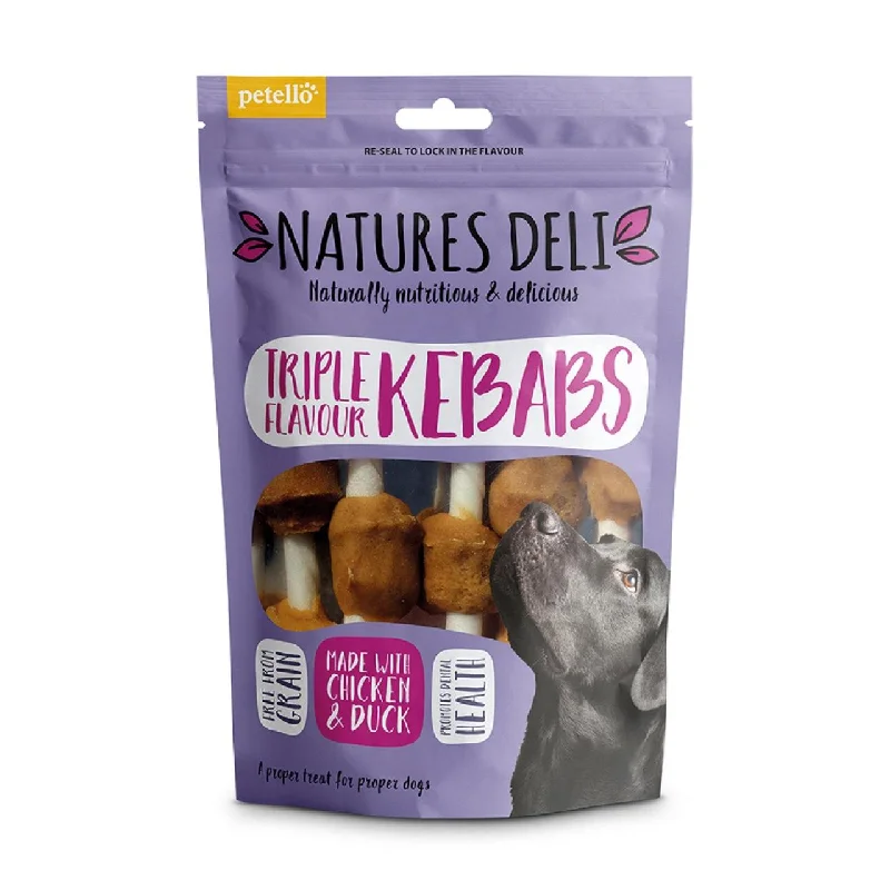 - Food for sterilized dogsNatures Deli Triple Flavour Kebab Dog Treats 100g