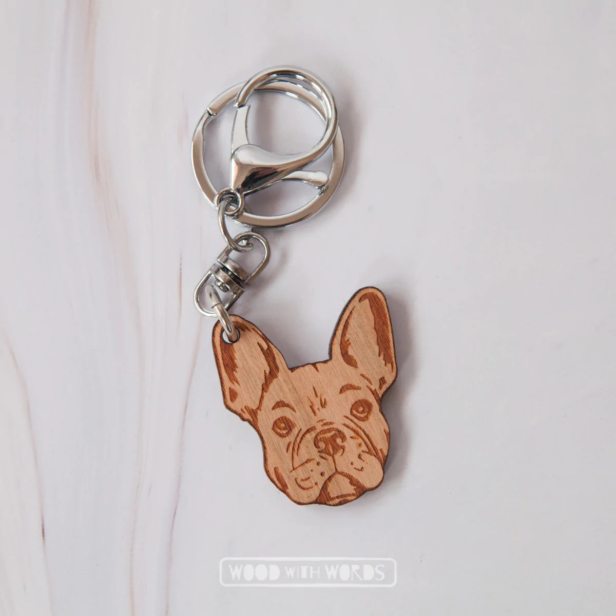  -Explosion-proof leash FOR LARGE dogsWooden Keyring: French Bulldog