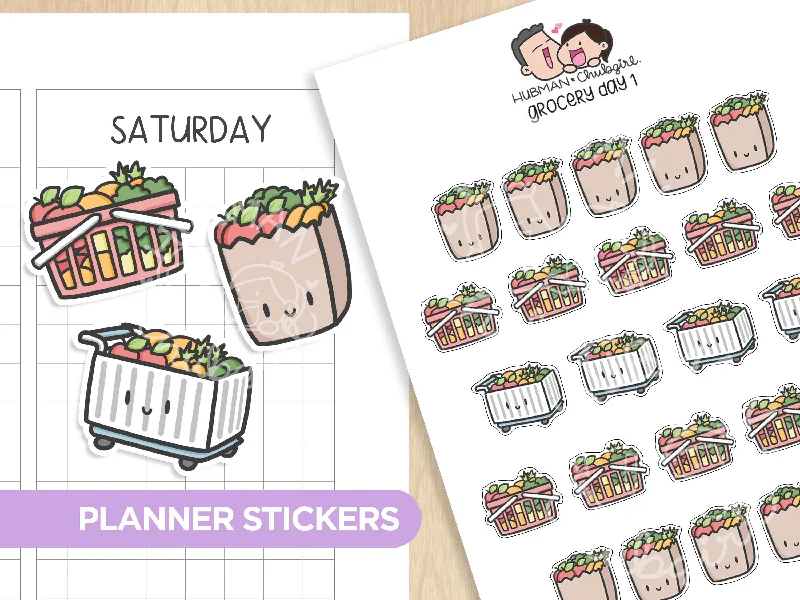  -Splash-proof food bowl AND Anti-choking slow food bowlGrocery Day 1 Planner Stickers