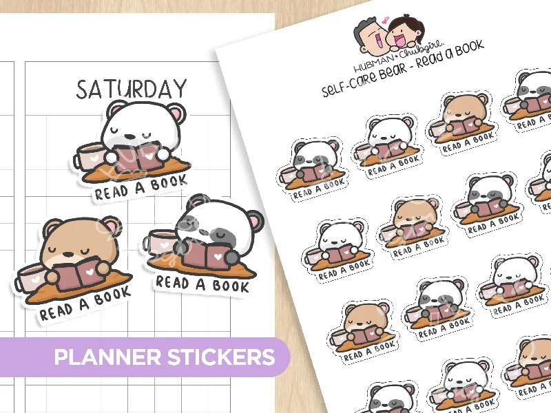 - Rabbit grass rack to prevent waste food boxSelf-Care Bear - Read a Book Planner Stickers