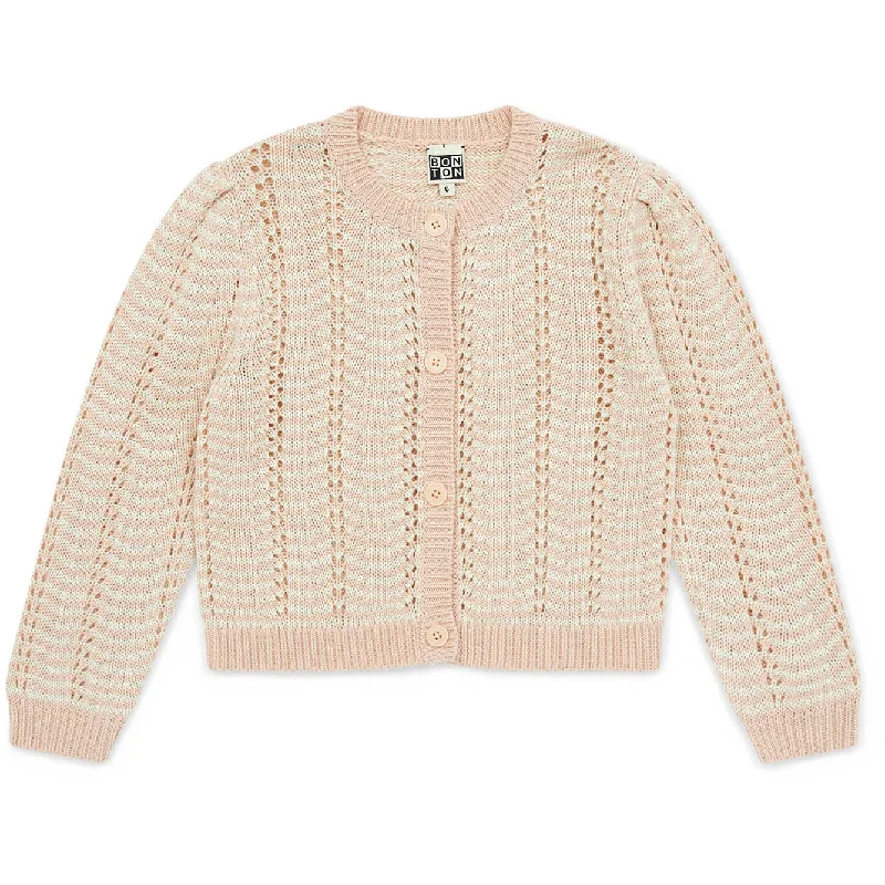 ---Bonton Shell Pink Tiffany Cardigan