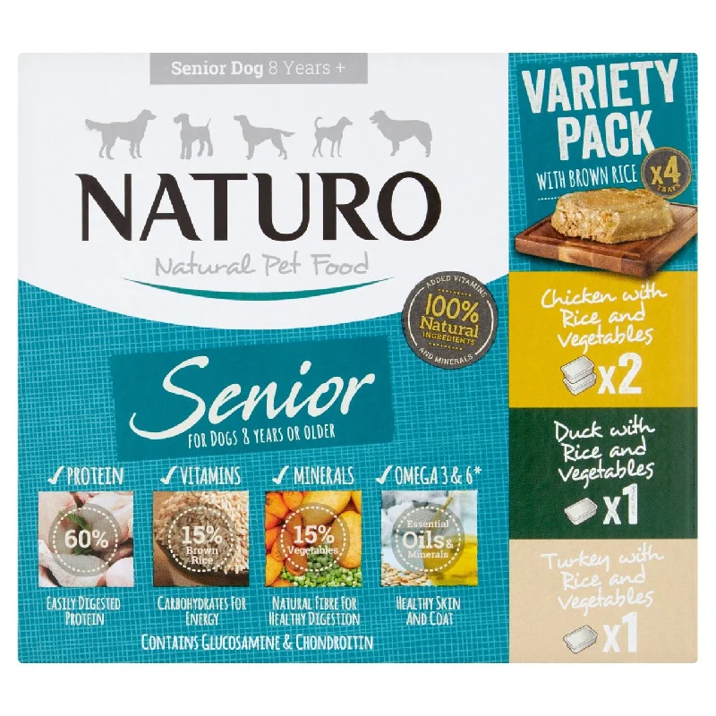  -High-fiber dog foodNaturo Senior Dog with Rice Variety Pack 4 x 400g