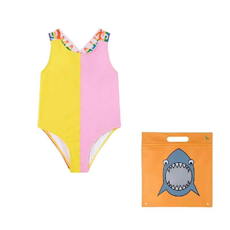 - Dog disposable foam shower gelStella McCartney Red Color Block Logo Swimsuit