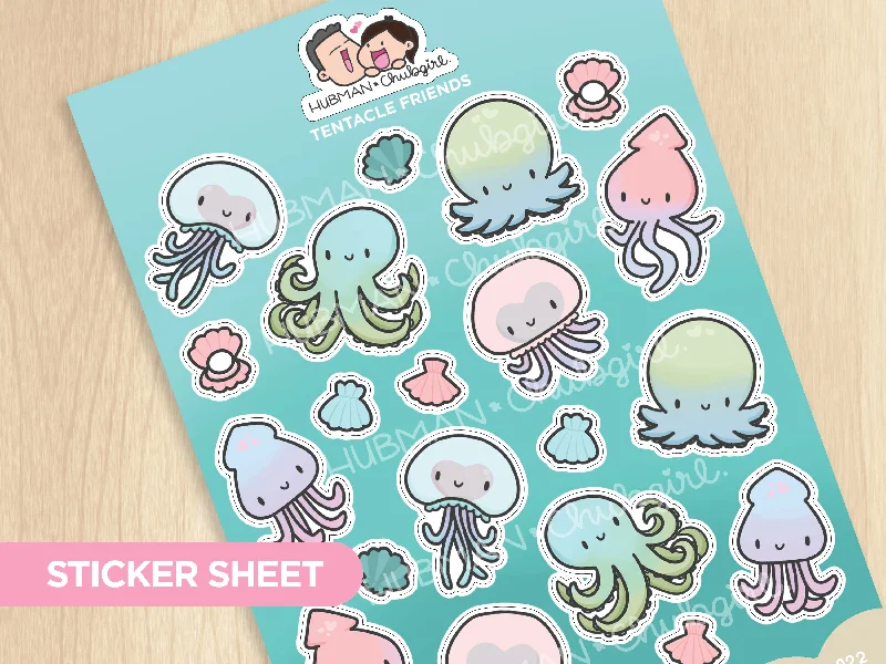 - Postoperative pet anti-licking Elizabethan collarSticker Sheet - Tentacle Friends