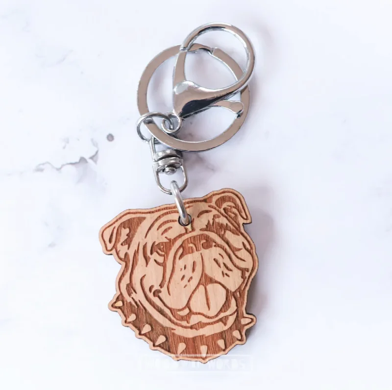  -Explosion-proof leash FOR LARGE dogsWooden Keyring: English Bulldog