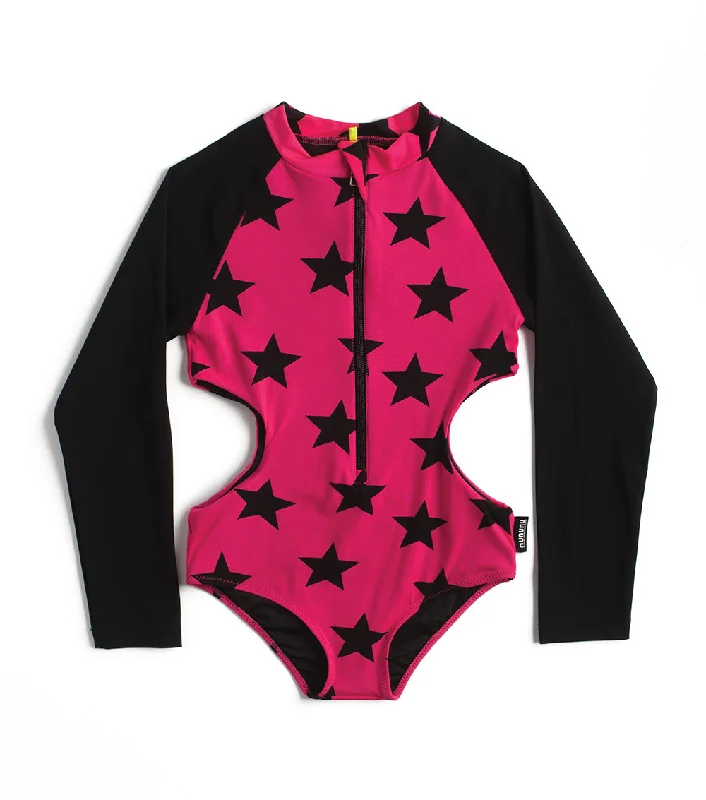 - Foldable and portable cat bagNUNUNU Hot Pink Star Cut Out Swimsuit