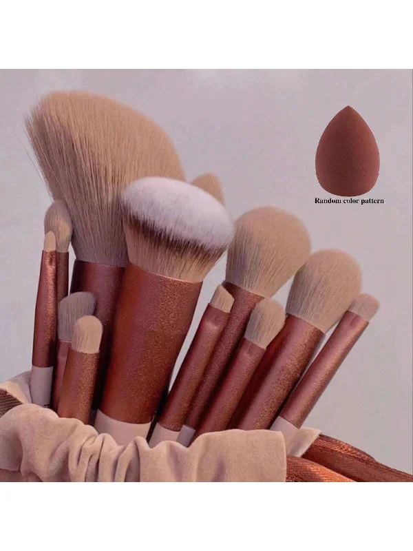 - Natural latex pet mattress14pcs Makeup Brush Set, Including Coffee-Colored Powder Brush, Blush Brush, Contour Brush, Eye Shadow Brush, Sponge, Makeup Egg, Beginner Essential, Portable Storage Bag, Travel Makeup Tool