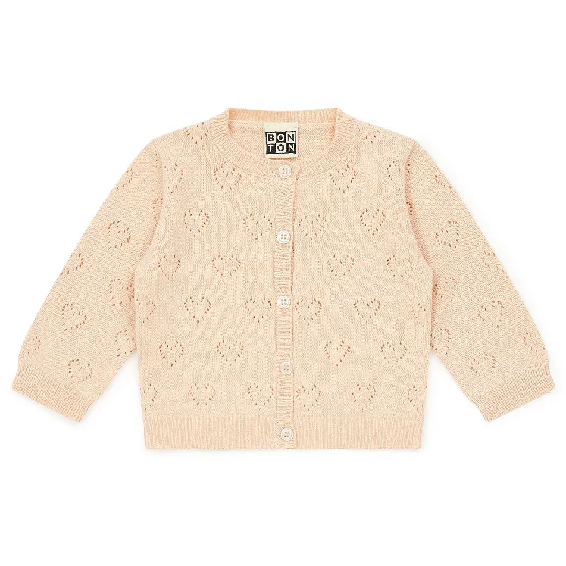 ---Bonton Nude Openwork Baby Cardigan