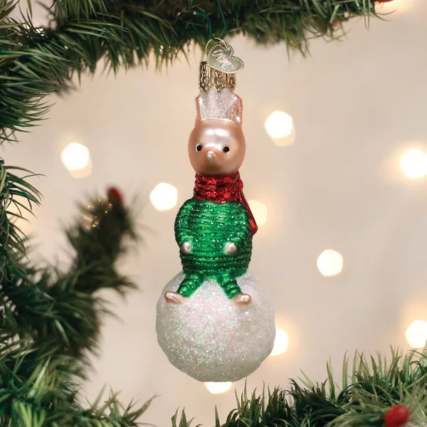 - ​​Christmas pet Christmas clothingPiglet On Snowball Ornament