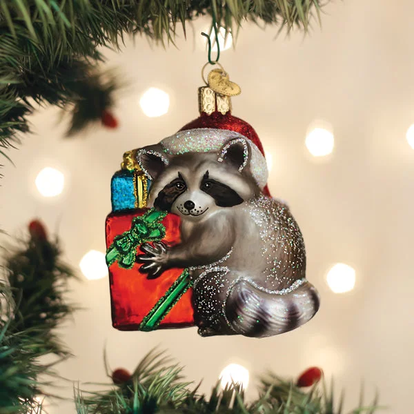 - Remote interactive pet feederChristmas Bandit Raccoon Ornament