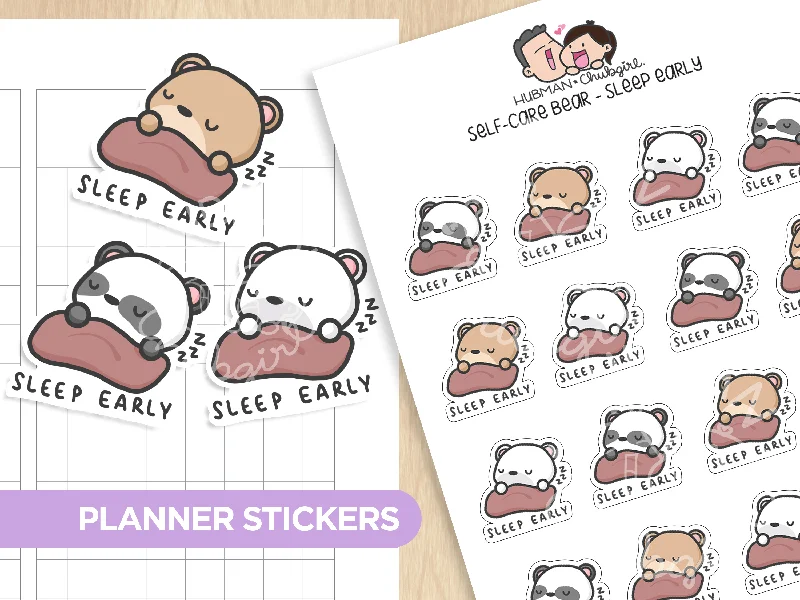 - Cat anti-jump window safety netSelf-Care Bear - Sleep Early Planner Stickers