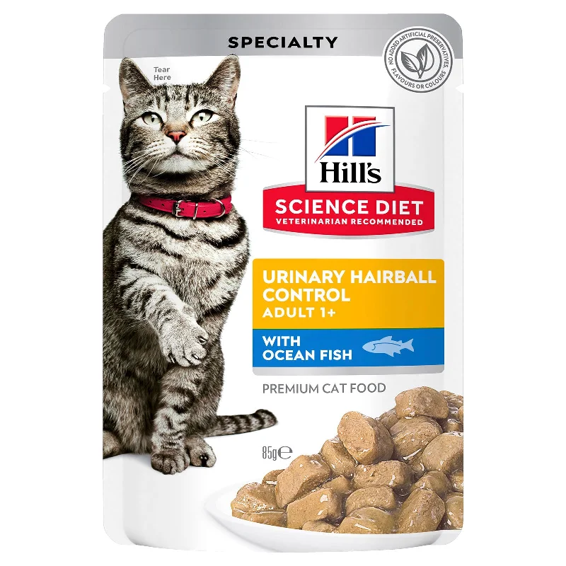    - Cat food for digestive health  Hill's Science Diet Cat Food Pouch Adult Urinary Hairball Control Ocean Fish