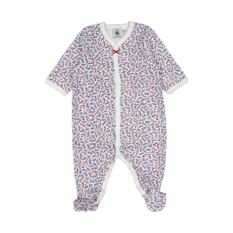 - Degradable pet feces bagPetit Bateau Front Snap Red Floral Footie