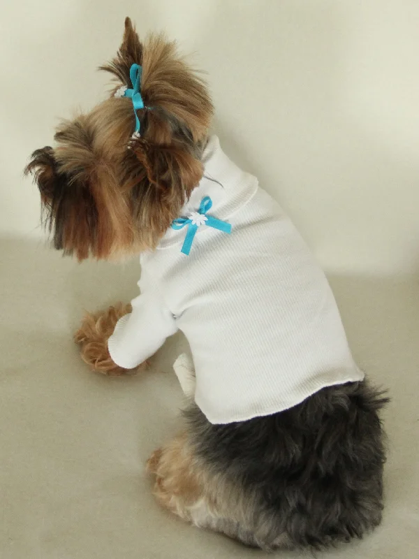 Pet wedding dressesSweet Aqua White Turtleneck