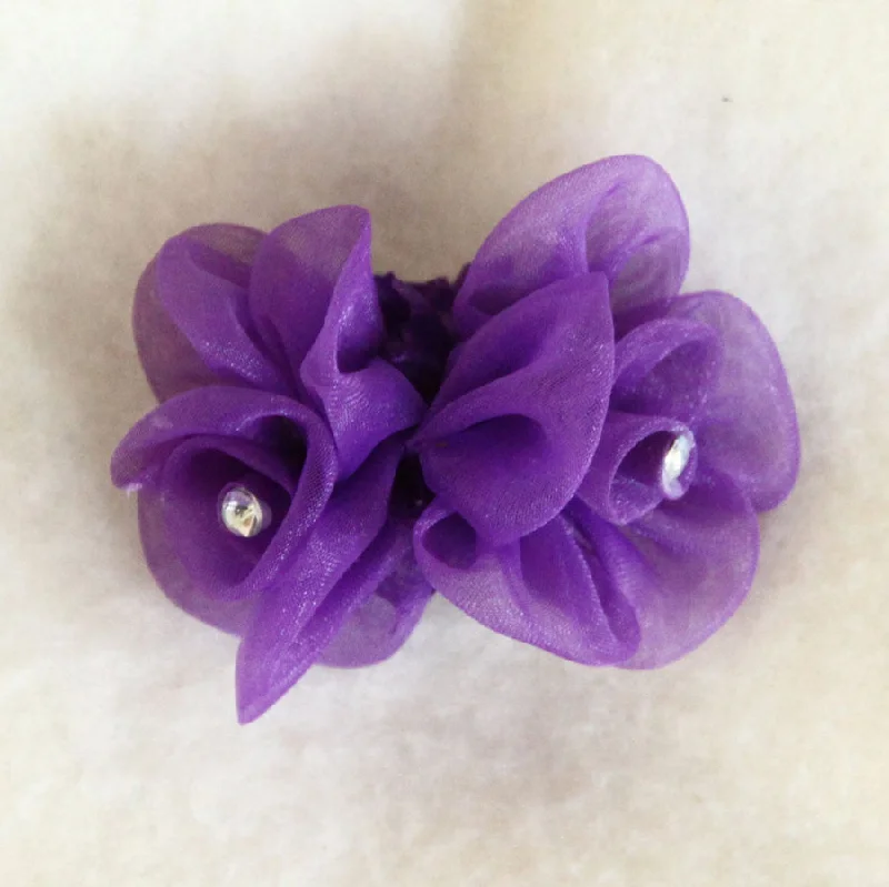 Classification by season or weather:Deep Purple Rosebuds Hair Bow