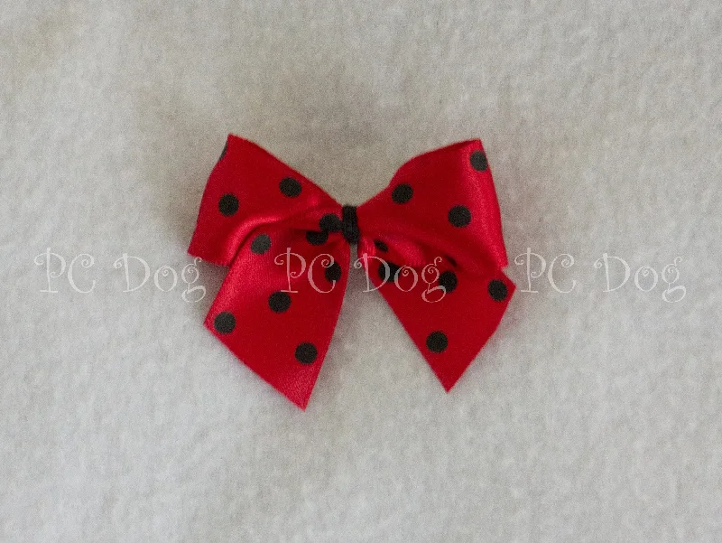 Pet cotton clothesRed and Black Dot Hair Bow